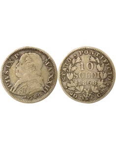 Etat Pontifical Pie IX 10 soldi Argent 1868 R Rome
