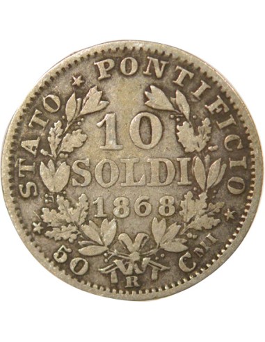 Etat Pontifical Pie IX 10 soldi Argent 1868 R Rome