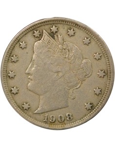 USA Liberty Nickel 5 cents Cupronickel 1908 Philadelphie 2