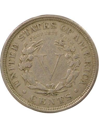 USA Liberty Nickel 5 cents Cupronickel 1908 Philadelphie