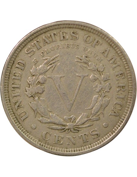 USA Liberty Nickel 5 cents Cupronickel 1908 Philadelphie