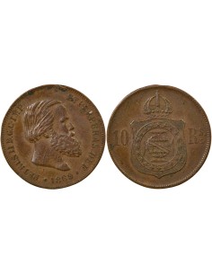 Brésil Pedro II 10 reis Bronze 1869 B. Bruxelles