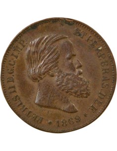 Brésil Pedro II 10 reis Bronze 1869 B. Bruxelles 2