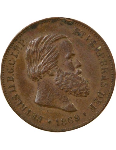 Brésil Pedro II 10 reis Bronze 1869 B. Bruxelles