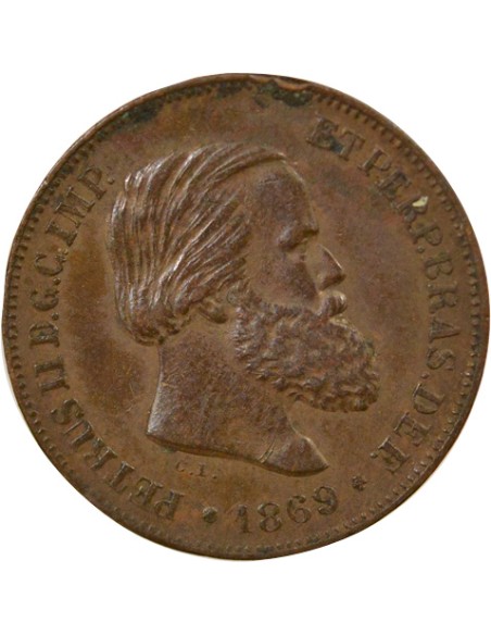 Brésil Pedro II 10 reis Bronze 1869 B. Bruxelles
