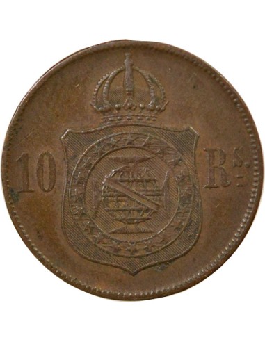 Brésil Pedro II 10 reis Bronze 1869 B. Bruxelles