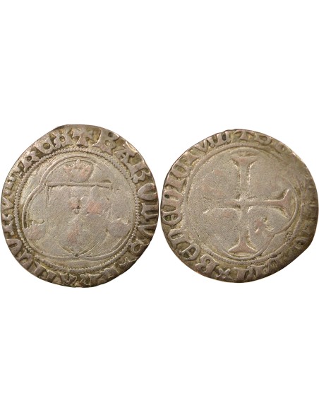 Charles VIII A la Couronne 1 blanc Billon 1488-1498 F Angers