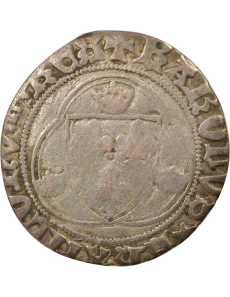 Charles VIII A la Couronne 1 blanc Billon 1488-1498 F Angers