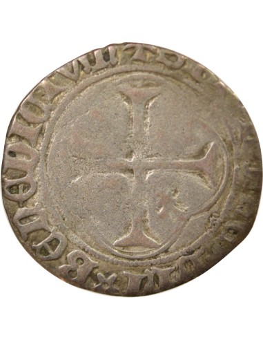 Charles VIII A la Couronne 1 blanc Billon 1488-1498 F Angers