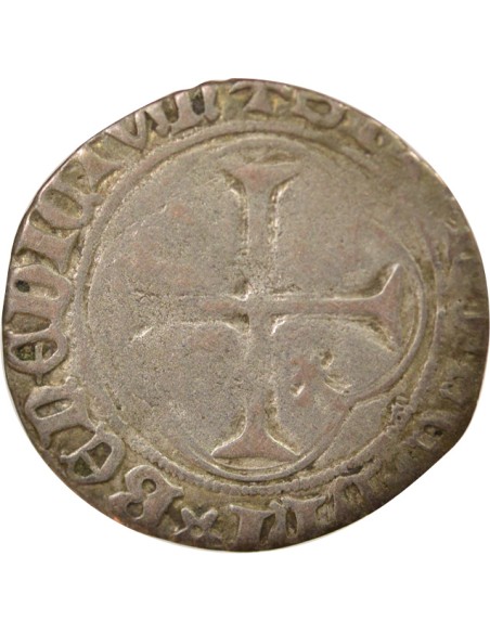 Charles VIII A la Couronne 1 blanc Billon 1488-1498 F Angers