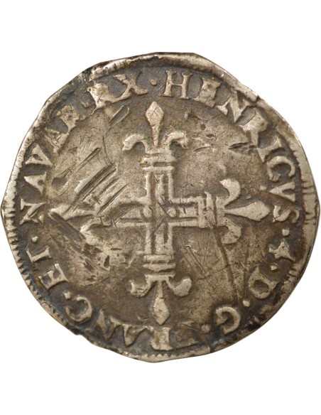 Roi de Navarre et de France 1/4 écu Argent 1601 F St Palais