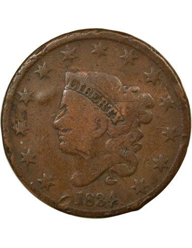 Type 1 1 cent Cuivre 1834 Philadelphie