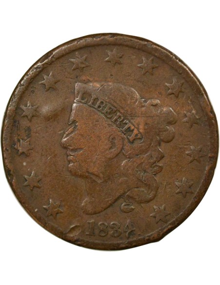 Type 1 1 cent Cuivre 1834 Philadelphie