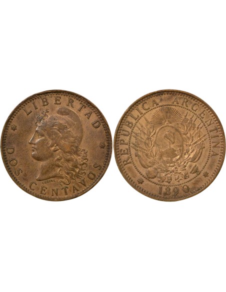 Argentine 2 Centavos - 1890 2 centavos Bronze 1890
