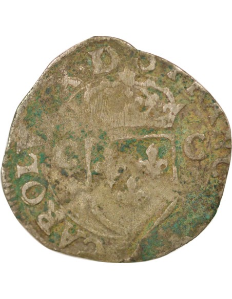 Charles X Cardinal de Bourbon Aux Deux C 1 douzain Billon 1594 D Lyon