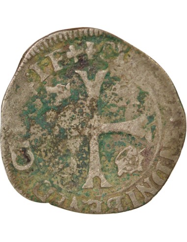 Charles X Cardinal de Bourbon Aux Deux C 1 douzain Billon 1594 D Lyon