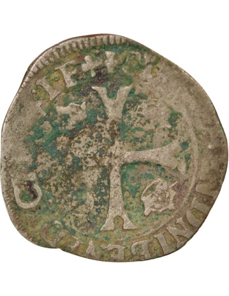 Charles X Cardinal de Bourbon Aux Deux C 1 douzain Billon 1594 D Lyon