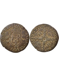 Henri II Aux Croissants 1 douzain Billon 1551 C Caen