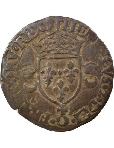 Henri II Aux Croissants 1 douzain Billon 1551 C Caen