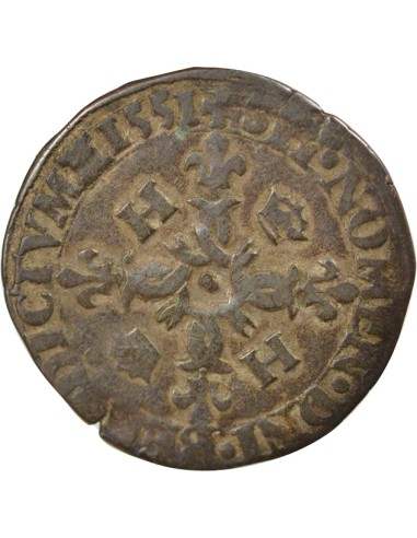 Henri II Aux Croissants 1 douzain Billon 1551 C Caen