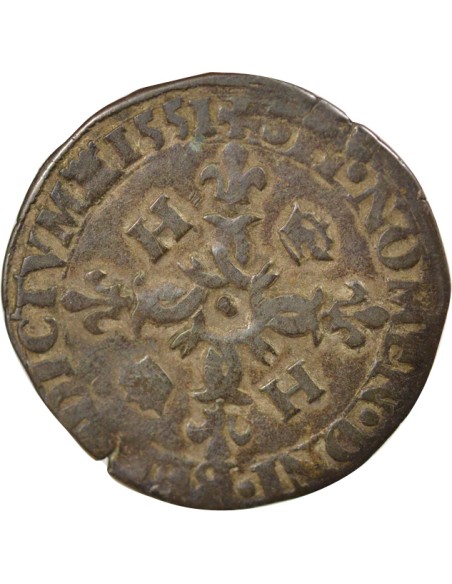 Henri II Aux Croissants 1 douzain Billon 1551 C Caen