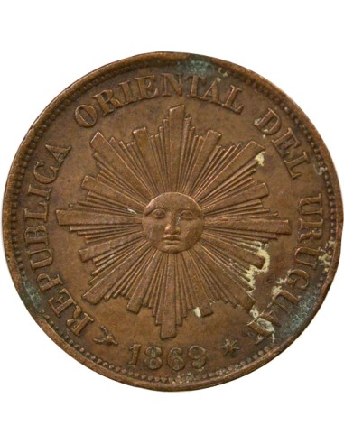 Uruguay 1 centesimo Bronze 1869 (1870) H Heaton