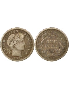 Etats Unis d'Amérique Barber 1 dime Argent 1899 Philadelphie