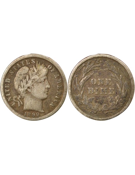 Etats Unis d'Amérique Barber 1 dime Argent 1899 Philadelphie