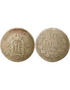 Suède Oscar II 10 ore Billon 1874 Kungsholmen