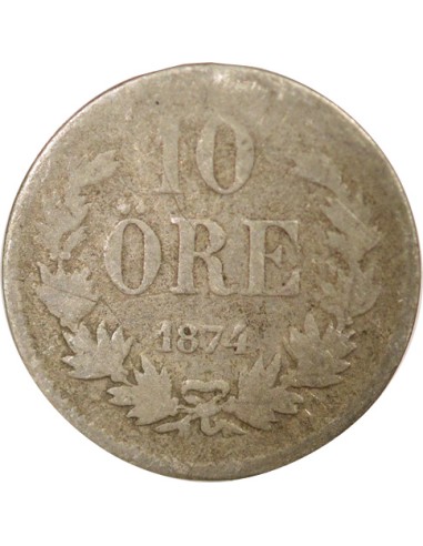 Suède Oscar II 10 ore Billon 1874 Kungsholmen
