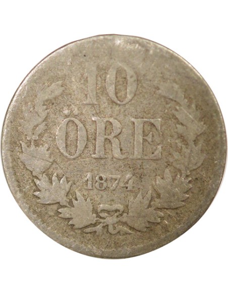 Suède Oscar II 10 ore Billon 1874 Kungsholmen