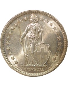 Suisse Helvetia debout 2 francs Argent 1964 Berne 2