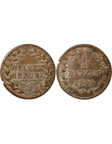 Suisse République 1/2 batzen Billon 1799