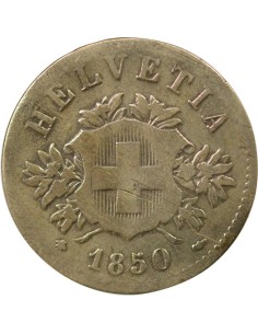 Suisse Ecusson  20 rappen Billon 1850 BB Strasbourg 2