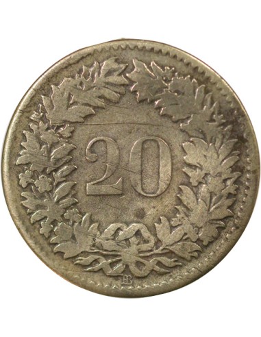 Suisse Ecusson  20 rappen Billon 1850 BB Strasbourg