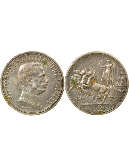 Italie Vittorio Emanuele III 2 lire Argent 1914 R Rome
