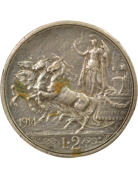 Italie Vittorio Emanuele III 2 lire Argent 1914 R Rome