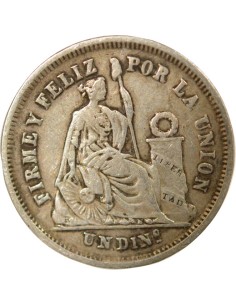 Pérou 1 dinero Argent 1866 BF Lima 2