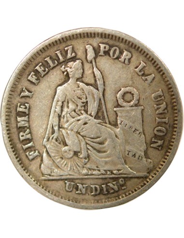 Pérou 1 dinero Argent 1866 BF Lima