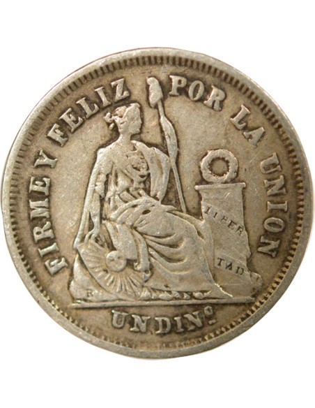 Pérou 1 dinero Argent 1866 BF Lima