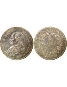 Etat Pontifical Pie IX 1 lira Argent 1866 R Rome