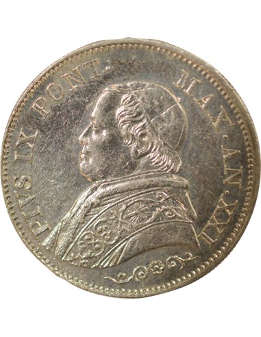 Etat Pontifical Pie IX 1 lira Argent 1866 R Rome