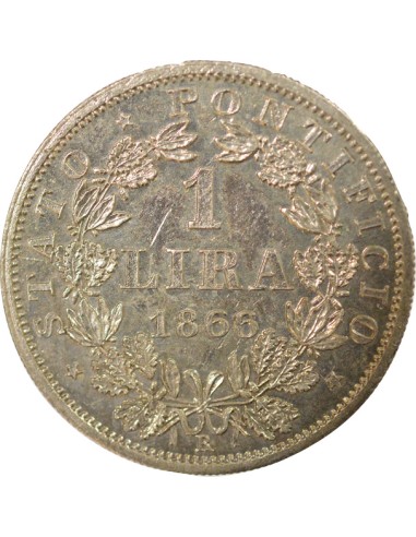 Etat Pontifical Pie IX 1 lira Argent 1866 R Rome