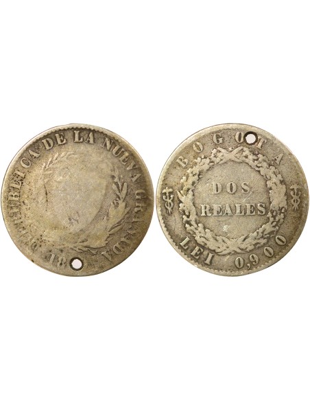 Colombie 2 reales Argent 1850 Bogota