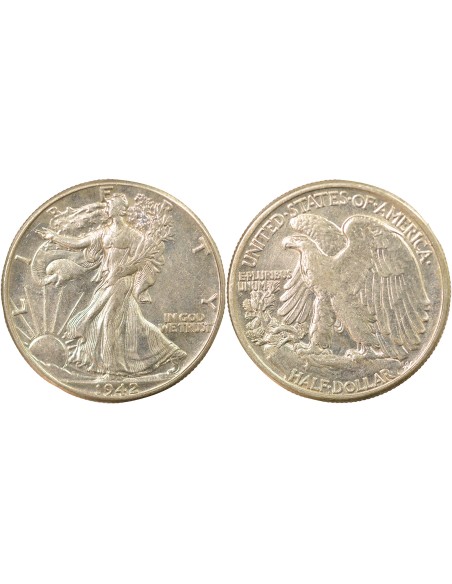 USA Walking Liberty 1/2 Dollar Argent 1942 Philadelphie