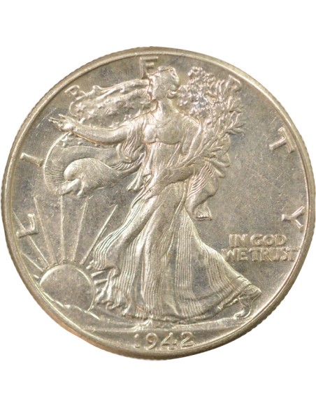 USA Walking Liberty 1/2 Dollar Argent 1942 Philadelphie
