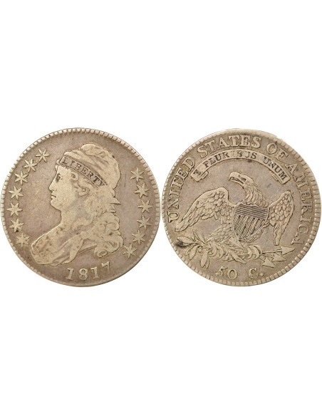 Etats Unis d'Amérique Capped Bust 1/2 Dollar Argent 1817 Philadelphie