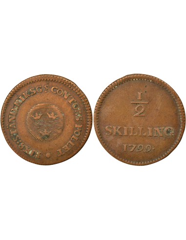 Suède Gustav IV Adolf 1/2 skilling Cuivre 1799