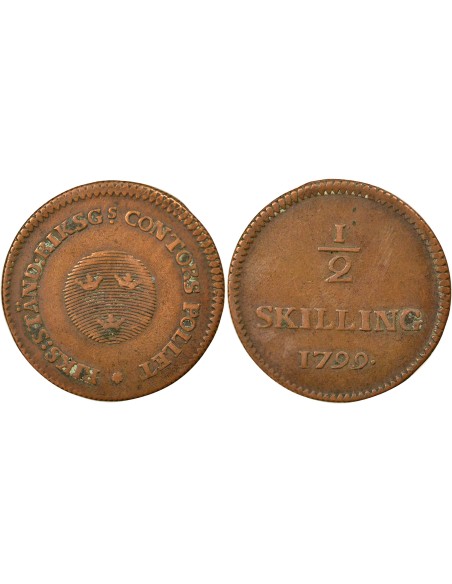Suède Gustav IV Adolf 1/2 skilling Cuivre 1799