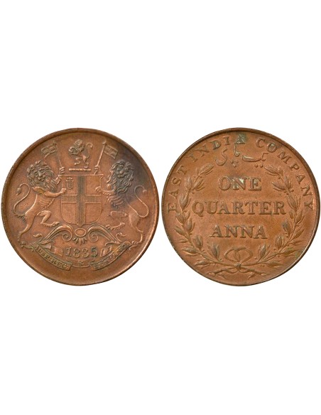 Inde Guillaume IV 1/4 anna Cuivre 1835 Madras